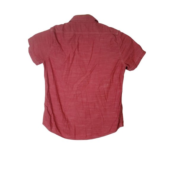 Woolrich Cotton Button Up Shirt Short Sleeve Red Pockets Size Medium Men's - Picture 3 of 5